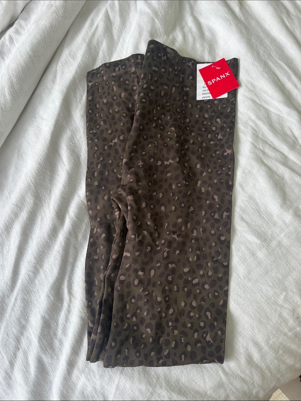 SPANX Olive Leopard-Print High-Waist Leggings